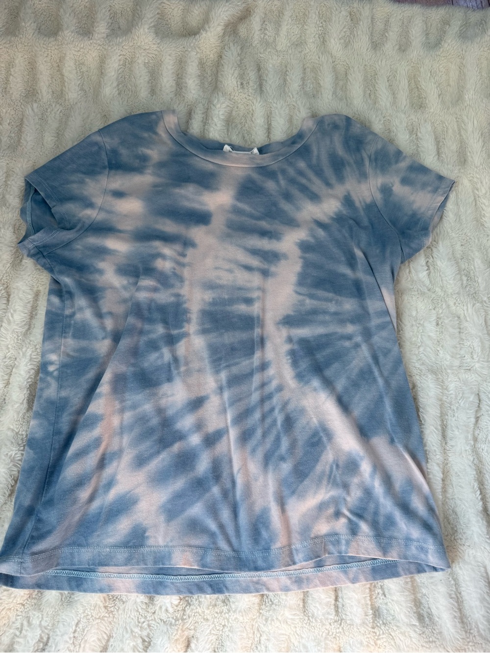 Tie-Dye Short Sleeve Tee in Blue and Light Pink